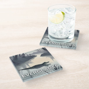 Everglades National Park Watercolor Alligator Glass Coaster