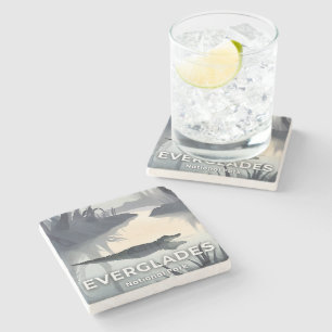 Everglades National Park Watercolor Alligator Stone Coaster