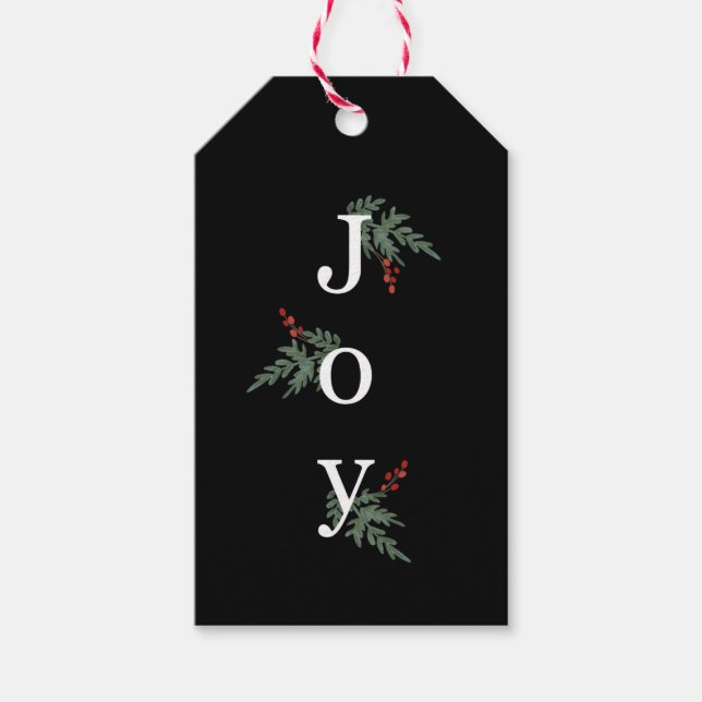 Evergreen and Berries Joy Tag (Front)