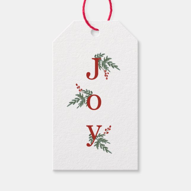 Evergreen and Berries Joy Tag (Front)