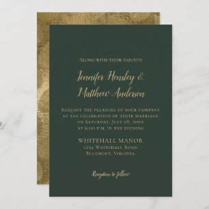 Evergreen and Gold Winter Wedding Invitations