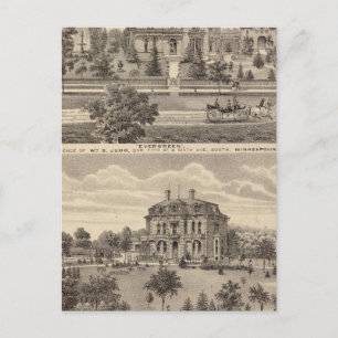 Evergreen and Guilford Place, Minnesota Postcard