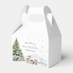 Evergreen Animal Winter Onederland Birthday Favor Box