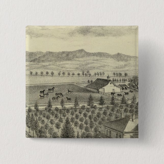 Evergreen Ave Farm 2 Inch Square Button (Front)