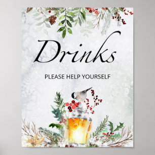 Evergreen baby it's cold outside baby shower drink poster