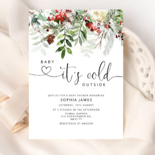 Evergreen Baby it's cold outside baby shower Invitation