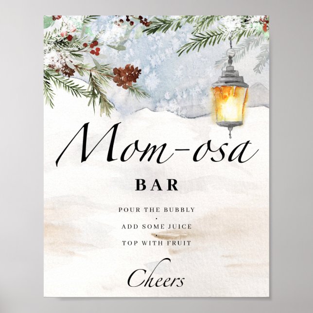 Evergreen baby it's cold outside Mom-osa bar Poster (Front)