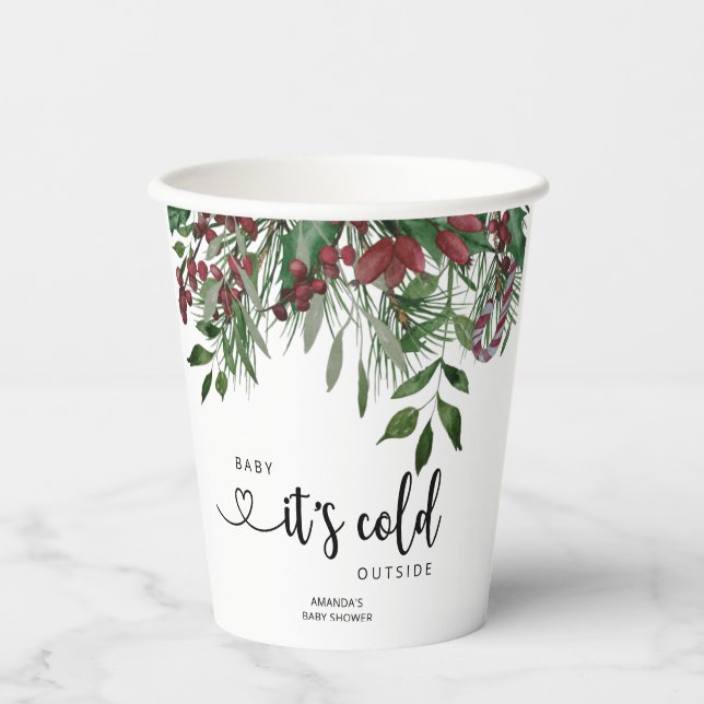 Evergreen Baby it's cold outside Paper Cups (Front)