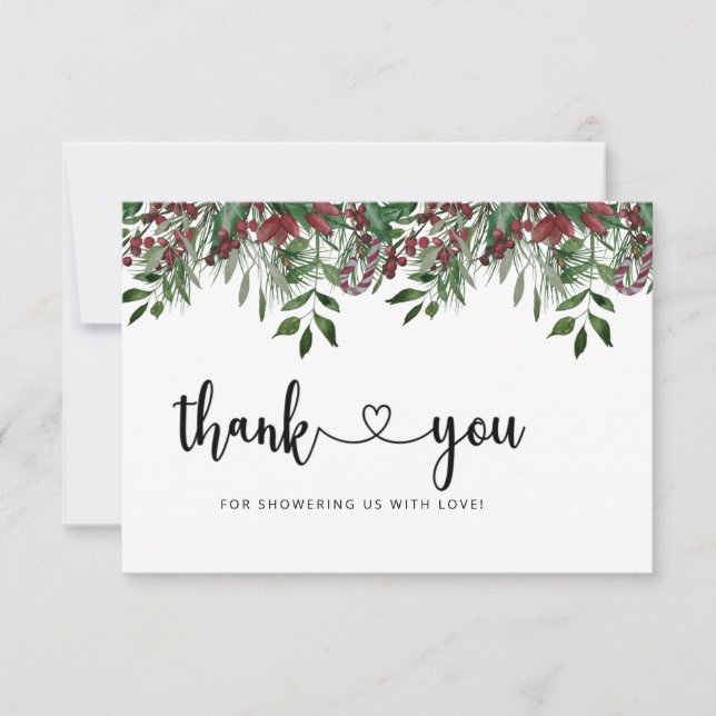 Evergreen baby shower thank you  card (Front)