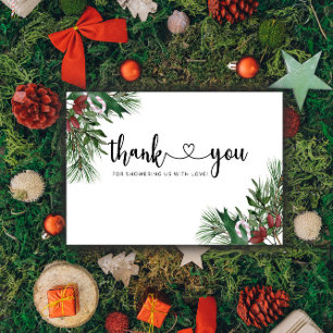 Evergreen baby shower thank you  card