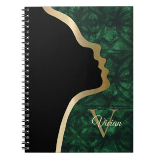 Evergreen Batik Black And Gold Face Name Notebook