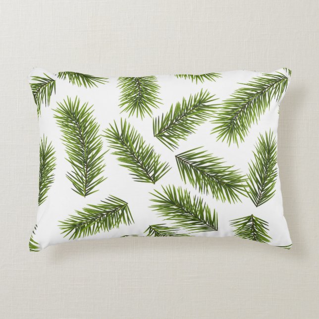 Evergreen Branch Pattern  Accent Pillow (Front)