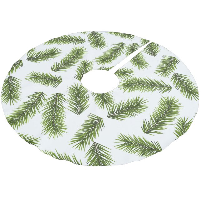 Evergreen Branch Pattern  Brushed Polyester Tree Skirt (Angled)
