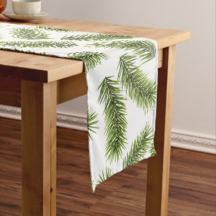 Evergreen Branch Pattern Long Table Runner