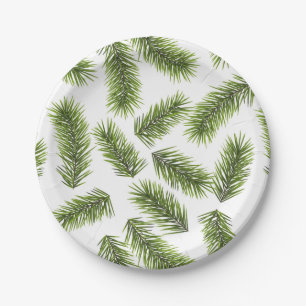 Evergreen Branch Pattern Paper Plate