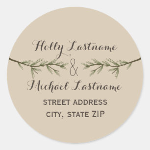 Evergreen Branches Address Sticker