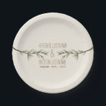 Evergreen Branches Wedding Paper Plate<br><div class="desc">Plates featuring an illustration of two evergreen tree branches.  Personalize with names.  Look for matching wedding invitations and more at Jill's Paperie.</div>