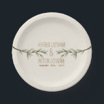 Evergreen Branches Wedding Paper Plate<br><div class="desc">Plates featuring an illustration of two evergreen tree branches.  Personalize with names.  Look for matching wedding invitations and more at Jill's Paperie.</div>