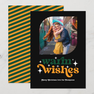 Evergreen & Bright Modern Retro Christmas Photo Holiday Card