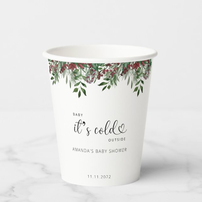 Evergreen Christmas Baby it's cold outside Paper Cups (Front)