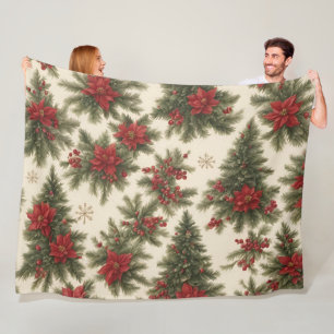 Evergreen Christmas Charm Fleece Blanket