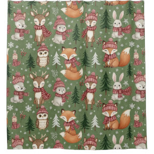Evergreen Christmas Fox Deer Bunny Owl Pattern