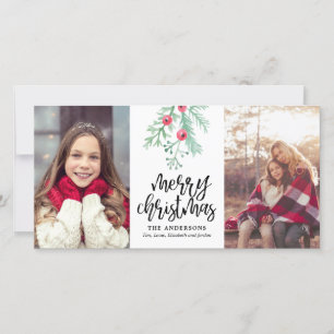 Evergreen Christmas Holiday 2-Photo Card
