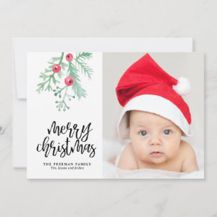 Evergreen Christmas Holiday Photo Card