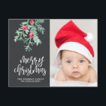 Evergreen Christmas Holiday Photo Post Card Slate<br><div class="desc">Send out your holiday greetings in style this year with this whimsical and modern photo post card. Also available as a folded greeting card and as a flat card. Visit the shop to see the rest of this collection.</div>