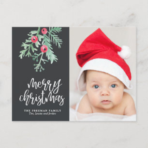 Evergreen Christmas Holiday Photo Post Card Slate