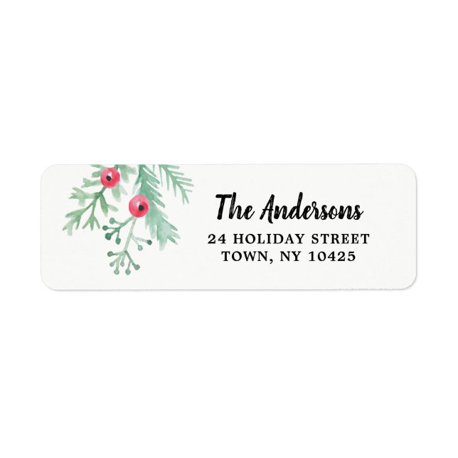 Evergreen Christmas Holiday Return Address Label (Front)