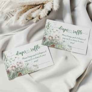 Evergreen Christmas pine cone diaper raffle ticket Enclosure Card