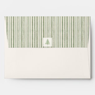 Evergreen Christmas Striped Sage Green Inside Envelope