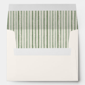 Evergreen Christmas Striped Sage Green Inside Envelope