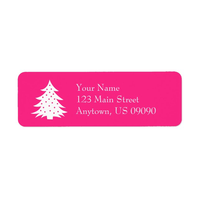 Evergreen Christmas Tree Address Labels (Hot Pink) (Front)