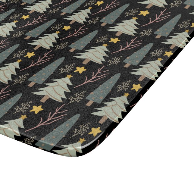 Evergreen Christmas Tree Pattern Cozy Winter Woods Cutting Board (Corner)