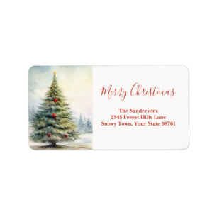 Evergreen Christmas Tree Vintage  Label