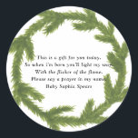 Evergreen christmas wreath - Prayer Candle Label<br><div class="desc">Gorgeous Christmas green wreath made of pine wood. Matching items available.</div>