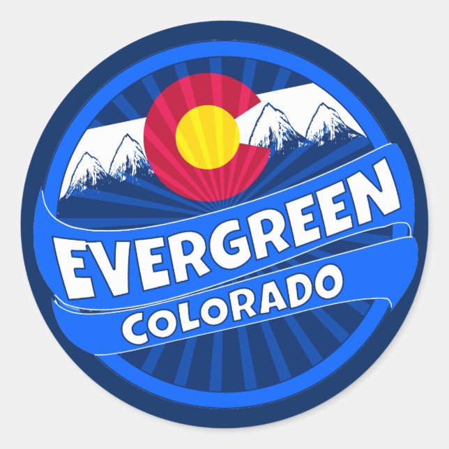 Evergreen Colorado mountain burst sticker (Front)