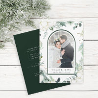 Evergreen & Cotton Flowers Elegant Wedding Photo