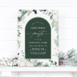 Evergreen & Cotton Flowers Winter Christmas Party Invitation<br><div class="desc">This Christmas | Holiday party invitation features hand-painted watercolor winter greenery,  cotton flowers with an arch frame,  and a winter botanical pattern on the back. For more advanced customization of this design,  please click the BLUE DESIGN TOOL BUTTON. Matching items are also available.</div>