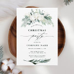 Evergreen & Cotton Flowers Winter Christmas Party  Invitation<br><div class="desc">This Christmas | Holiday party invitation features hand-painted winter greenery,  cotton flowers with golden and watercolor textures,  and an evergreen branch pattern on the back.  For more advanced customization of this design,  please click the BLUE DESIGN TOOL BUTTON. Matching items are also available.</div>