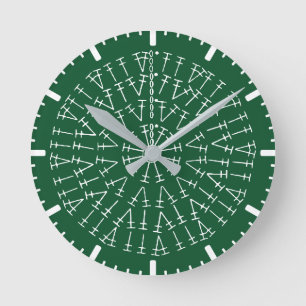 Evergreen Crochet Chart Background Round Clock