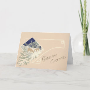 Evergreen Deer Church Snow Holiday Card