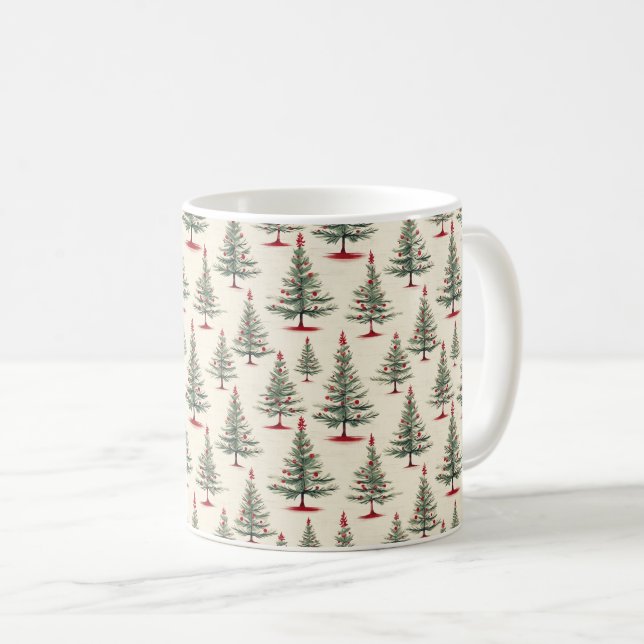 Evergreen Dreams: A Forest of Christmas Trees Coffee Mug (Front Right)