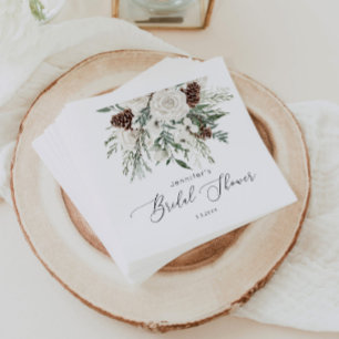 Evergreen elegant bridal shower napkin