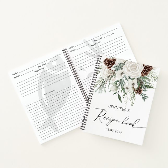 Evergreen elegant Bridal Shower recipe book (Inside)