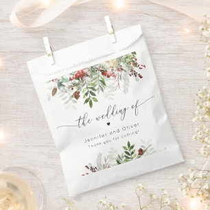 Evergreen elegant Christmas winter wedding Favour Bag