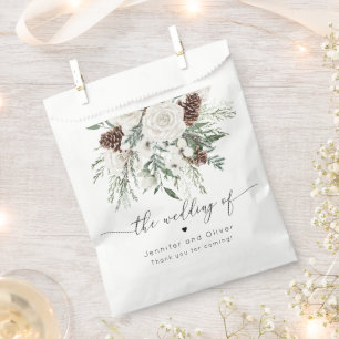 Evergreen elegant winter wedding favour bag