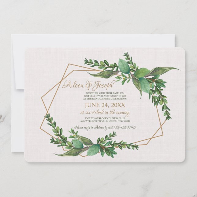 Evergreen Engagement Party Invitation (Front)